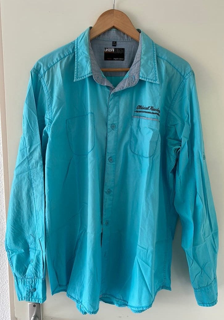 Overhemd met lange mouw blauw XL, Ophalen of Verzenden, Gedragen, Blauw, Halswijdte 43/44 (XL)