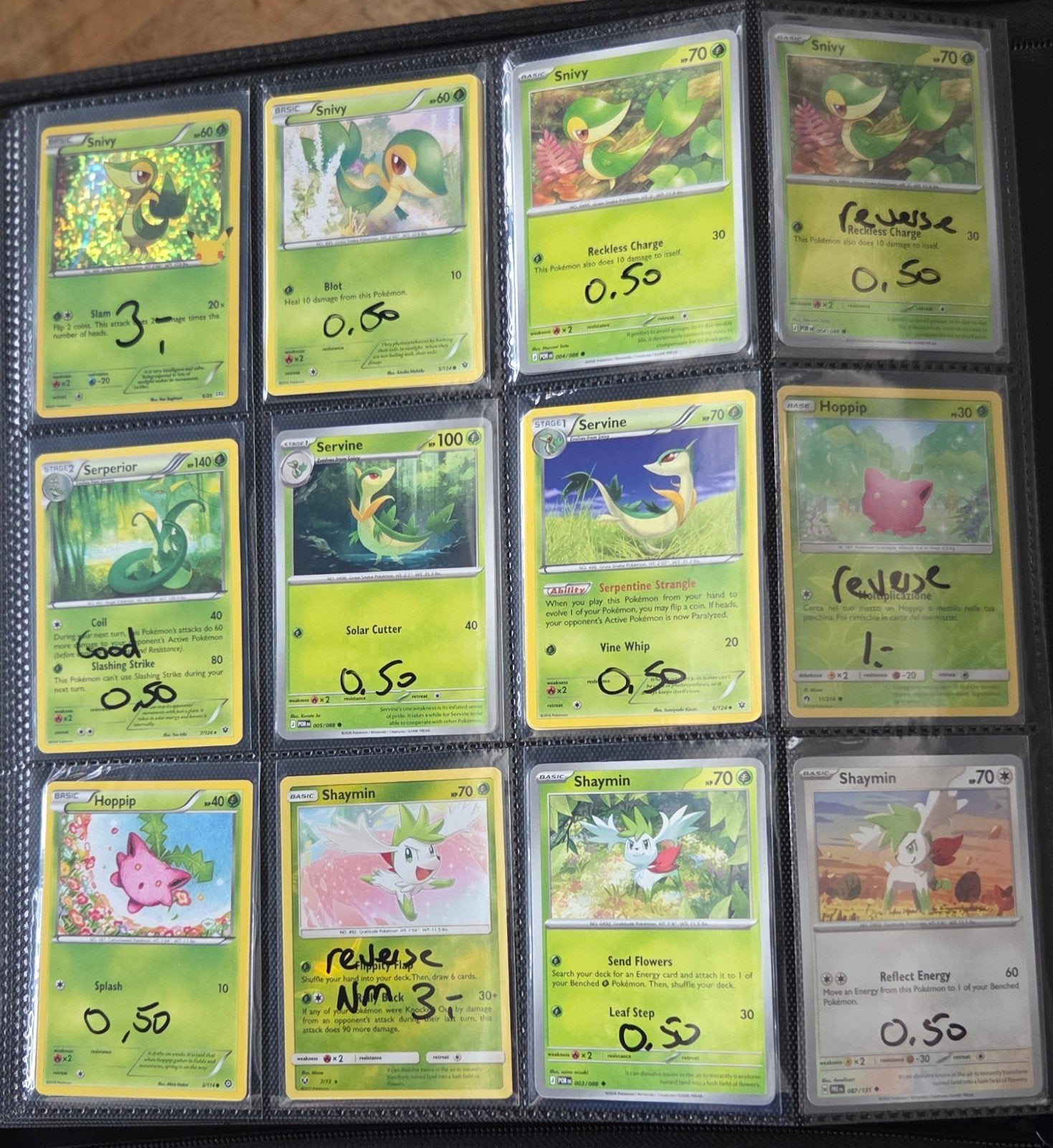 Snivy, Servine, Hoppip, Shaymin, Poliwag, Marill - per kaart, Ophalen, Gebruikt, Meerdere kaarten