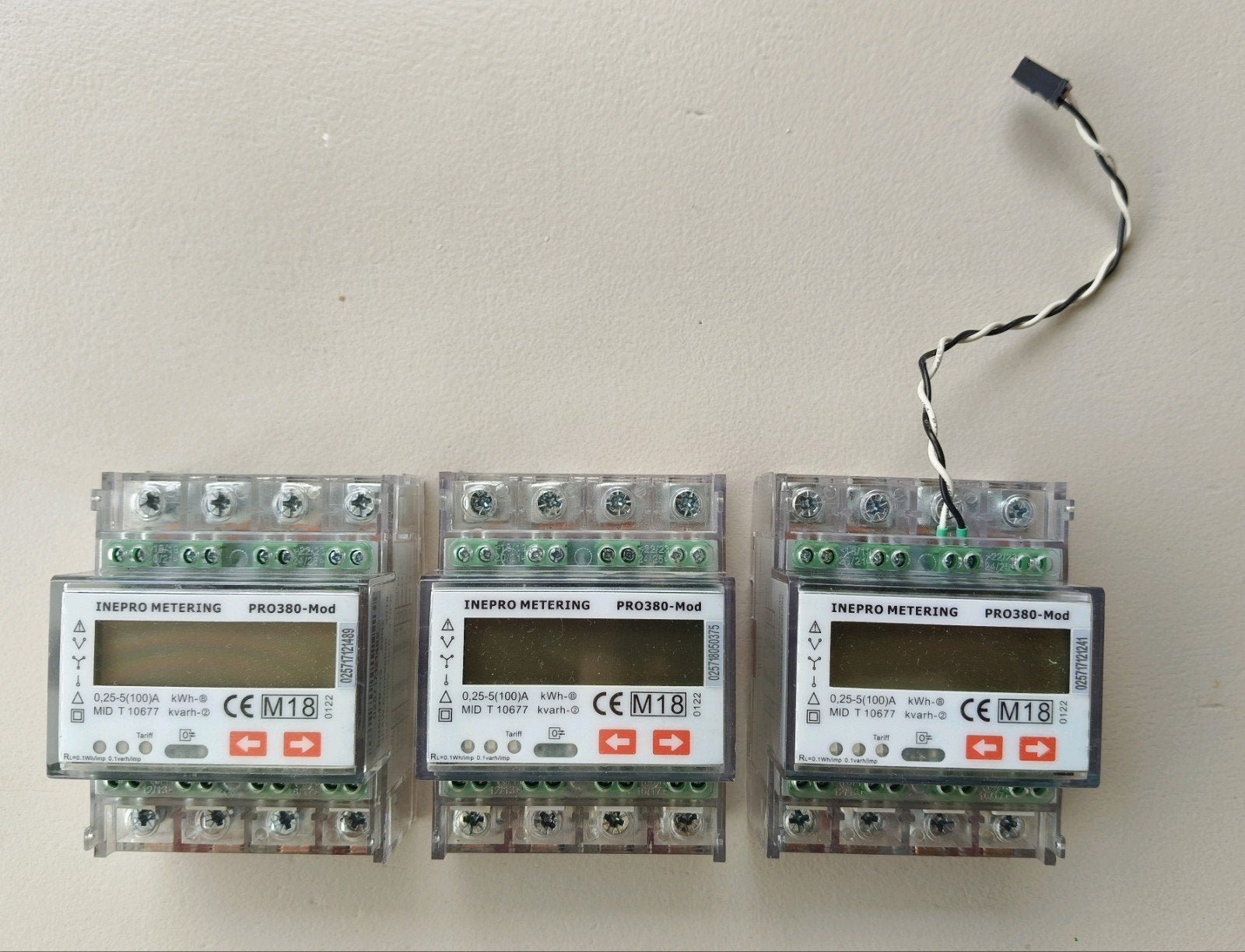 3x een 3 fase kWH meter PRO380-Mod, Verzenden, Gebruikt