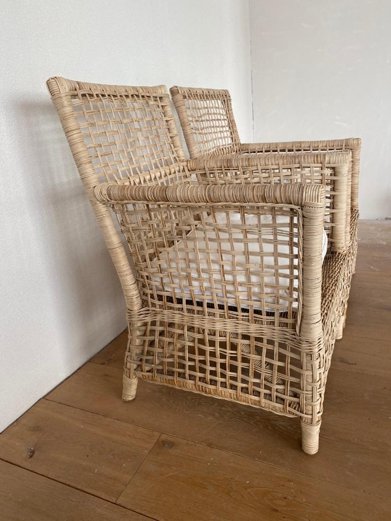 Rieten stoeltjes, Ophalen, Twee, Bruin, Riet of Rotan