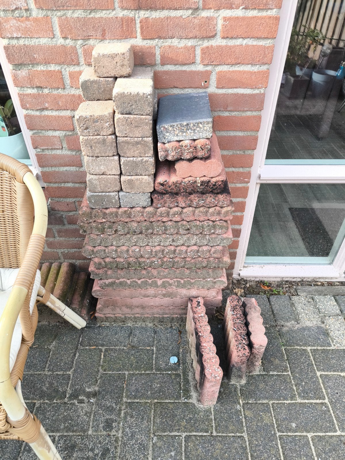 Gebruikte pallisadebandjes en koppelstones, Tuin en Terras, Ophalen, Overige materialen, Gebruikt, Overige typen