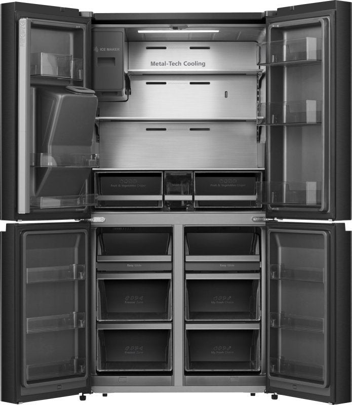 Hisense Amerikaanse koelkast RQ760N4SBFE - Zwart, 200 liter of meer, 60 cm of meer, Met aparte vriezer, Nieuw