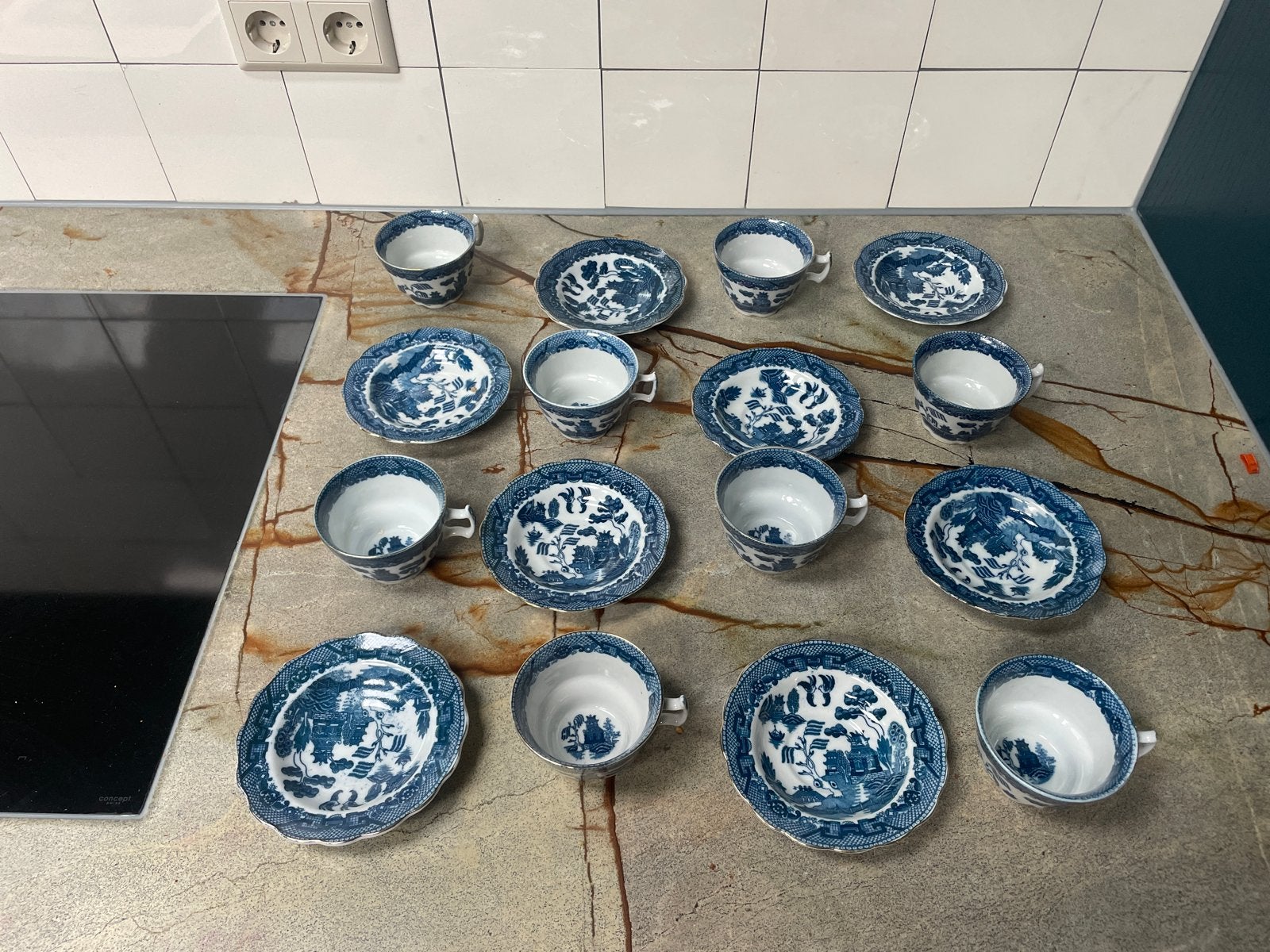Klassiek Blue Willow Theeservies/Koffieservies - Blauw-Wit, Ophalen