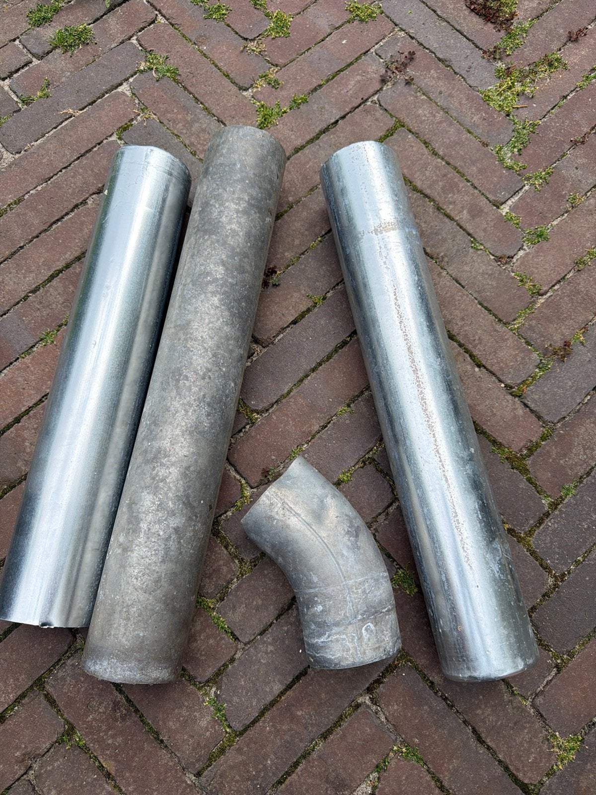Zinken regenpijpen en bocht - Gebruikt, Afvoer, Gebruikt, 2 tot 4 meter, Ophalen of Verzenden
