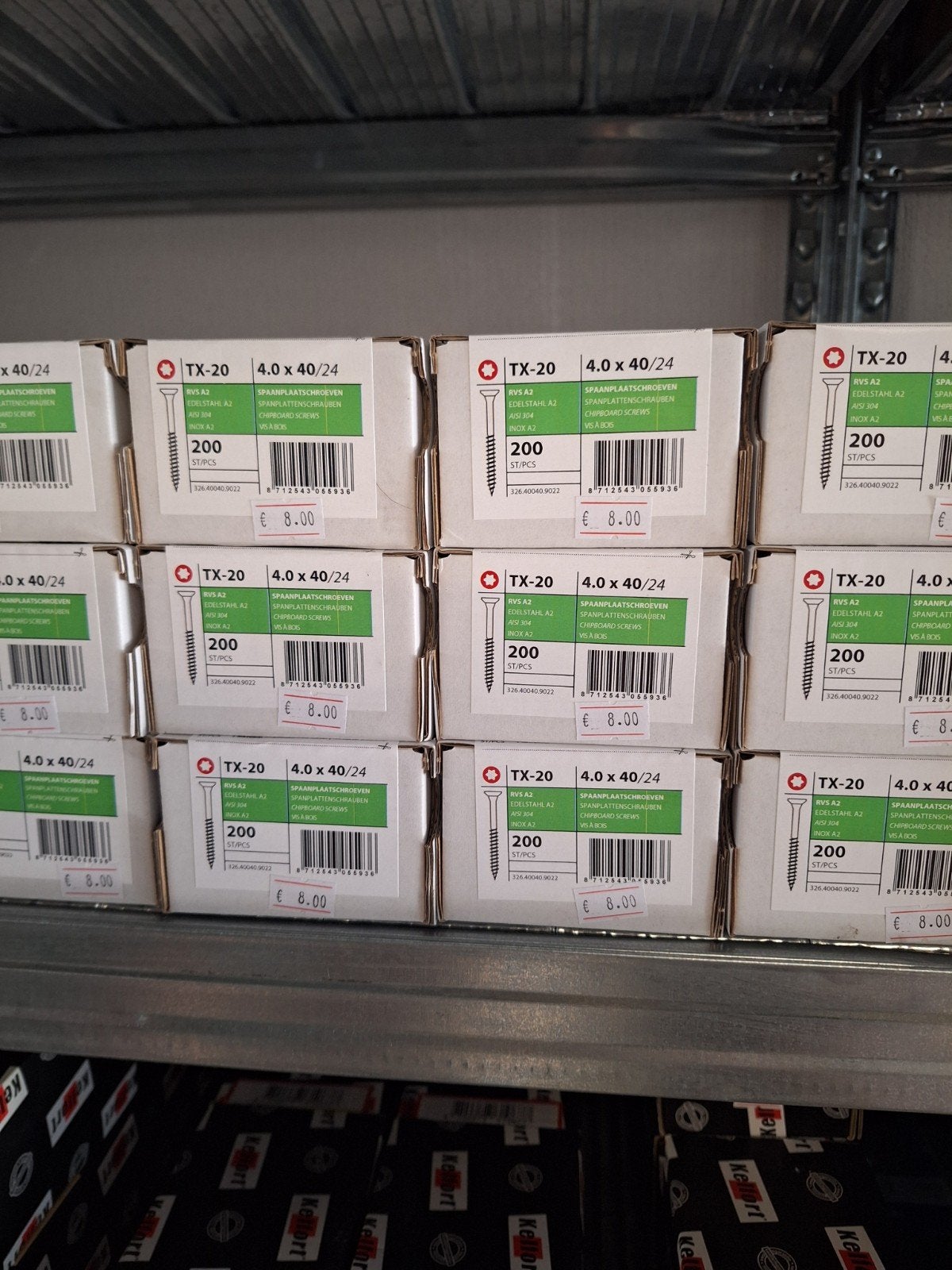 rvs schroeven 4x40 mm 200 stuks tx 20, Schroeven, Nieuw, Ophalen of Verzenden, Minder dan 50 mm