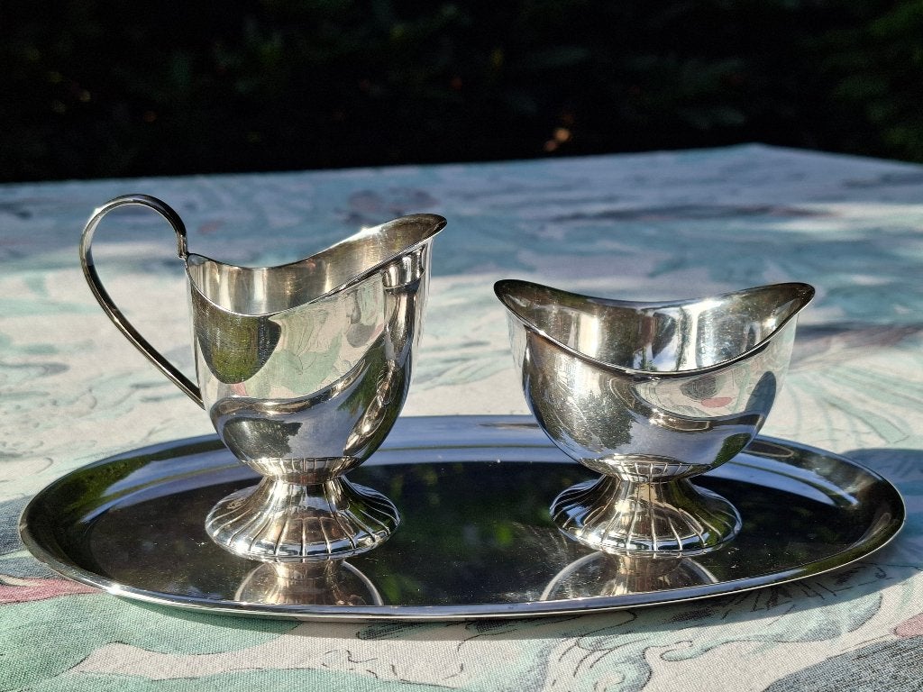 verzilverd roomstel, Antiek en Kunst, Ophalen of Verzenden, Zilver