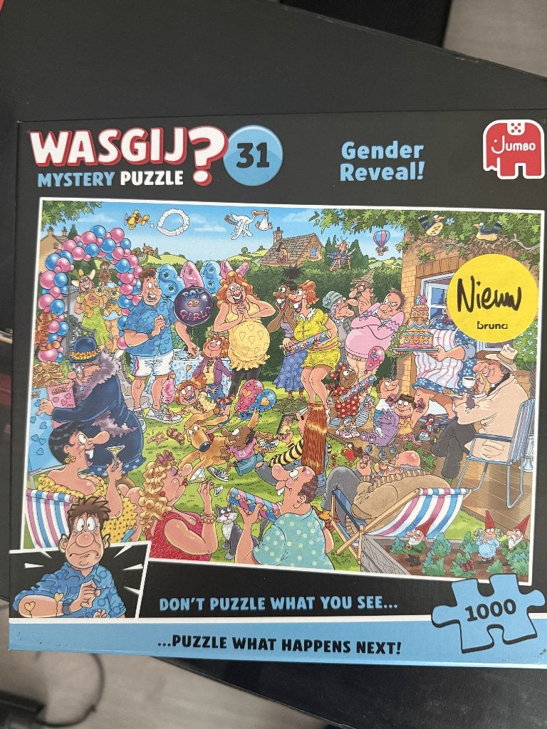 Wasgij 31 Gender Reveal! 1000 stukjes, Ophalen of Verzenden, 500 t/m 1500 stukjes, Zo goed als nieuw, Legpuzzel
