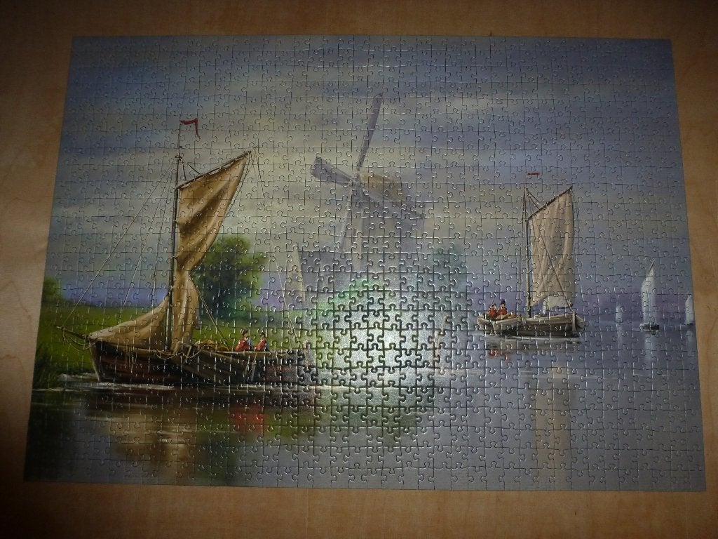 Legpuzzel 1000 stukjes Waterland compleet., Ophalen of Verzenden, 500 t/m 1500 stukjes, Gebruikt, Legpuzzel