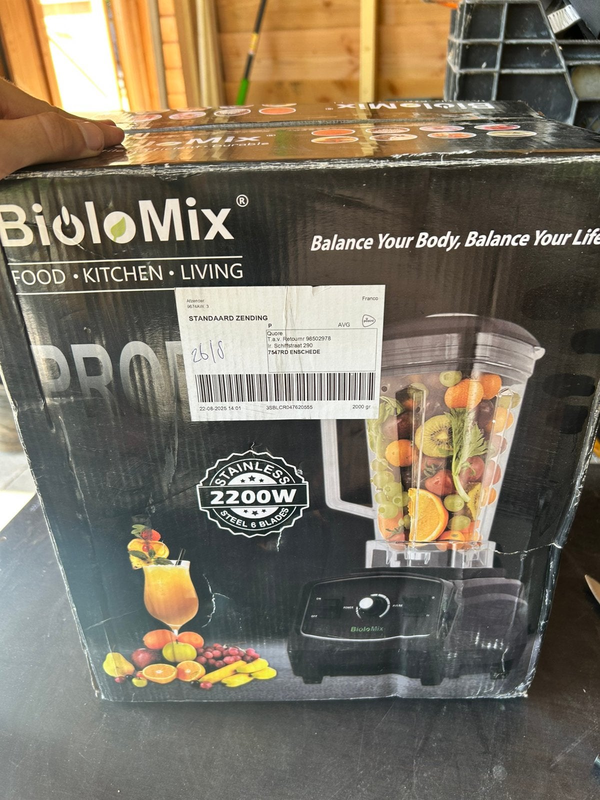Blender 2200W - 2L - 6 Mesbladen - Smoothie Maker - Nieuw, Witgoed en Apparatuur, Blenders, Nieuw, Blender, Ophalen of Verzenden