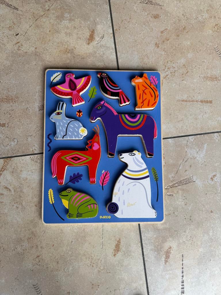 Djeco Houten Dieren Puzzel voor Kinderen, Ophalen of Verzenden, Gebruikt, Overige typen