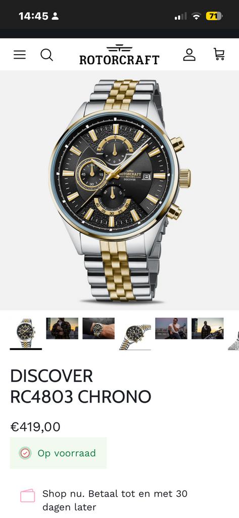 ROTORCRAFT  Herenhorloge - Tweekleurig Design, Overige merken, Staal, Polshorloge, Ophalen of Verzenden