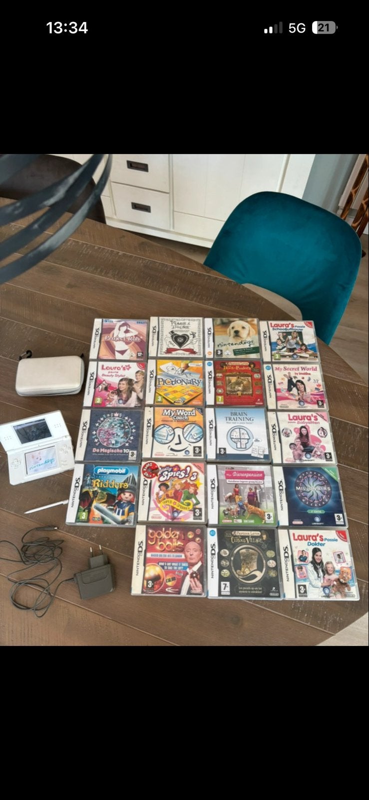 Nintendo DS Lite met 20 games en oplader, Spelcomputers en Games, Met games, Wit, Ophalen of Verzenden, Zo goed als nieuw