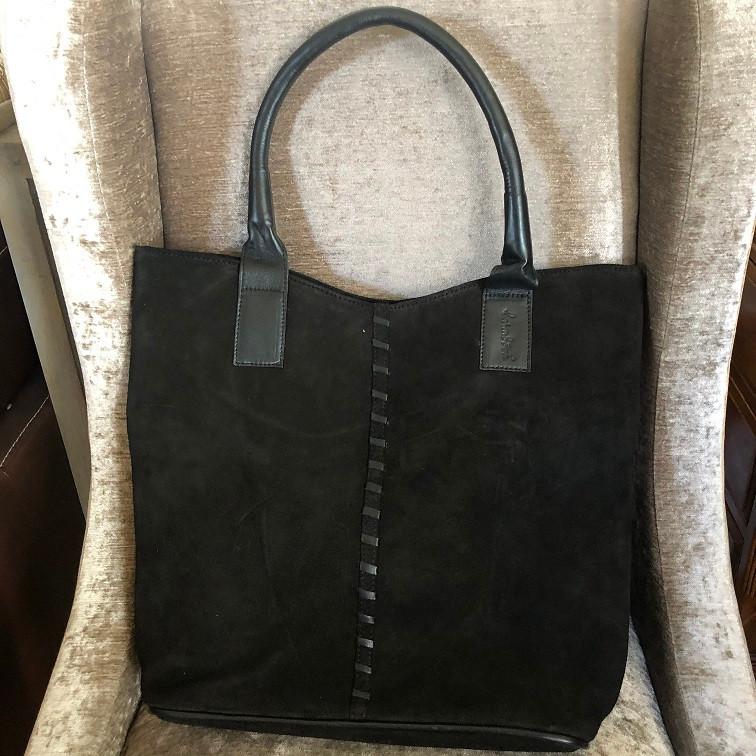 Nieuwe Leren tas shopper crocoprint suède Laimbock Varago, Wilms, Zwart, Shopper, Nieuw