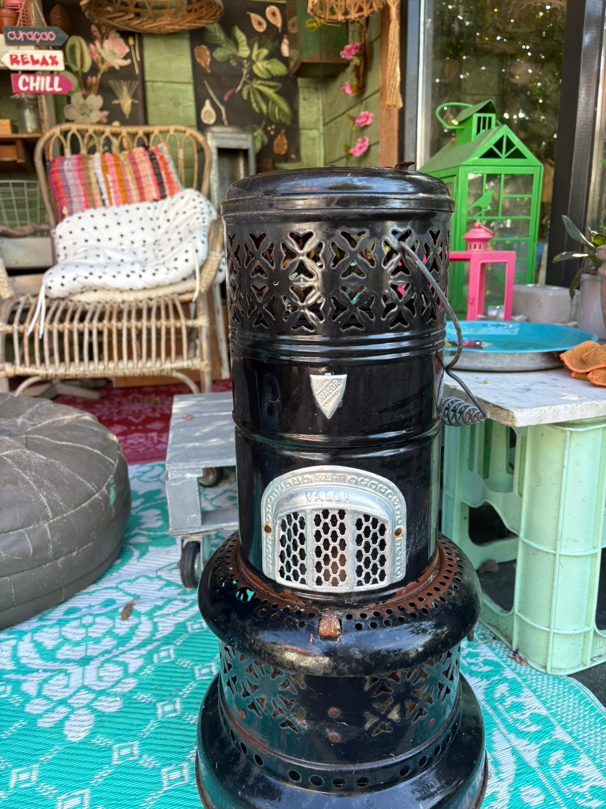 Oud vintage Valor petroleumkacheltje kacheltje zwart, Huis en Inrichting, Kachels, Ophalen, Gebruikt, Overige brandstoffen, Petroleumkachel
