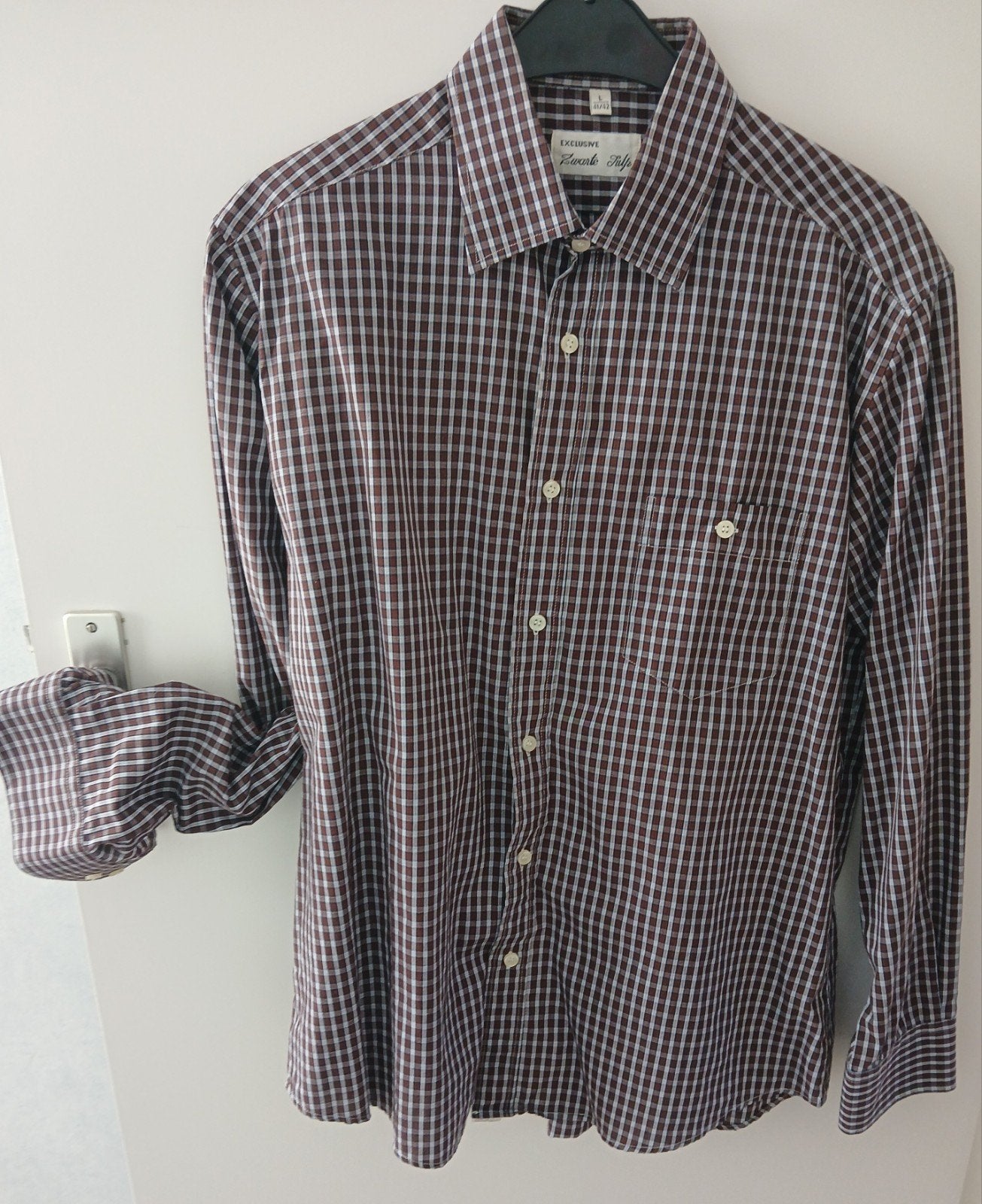 Herenoverhemd geruit Zwarte Tulp, Kleding | Heren, Overhemden, Ophalen of Verzenden, Zo goed als nieuw, Bruin, Halswijdte 41/42 (L)