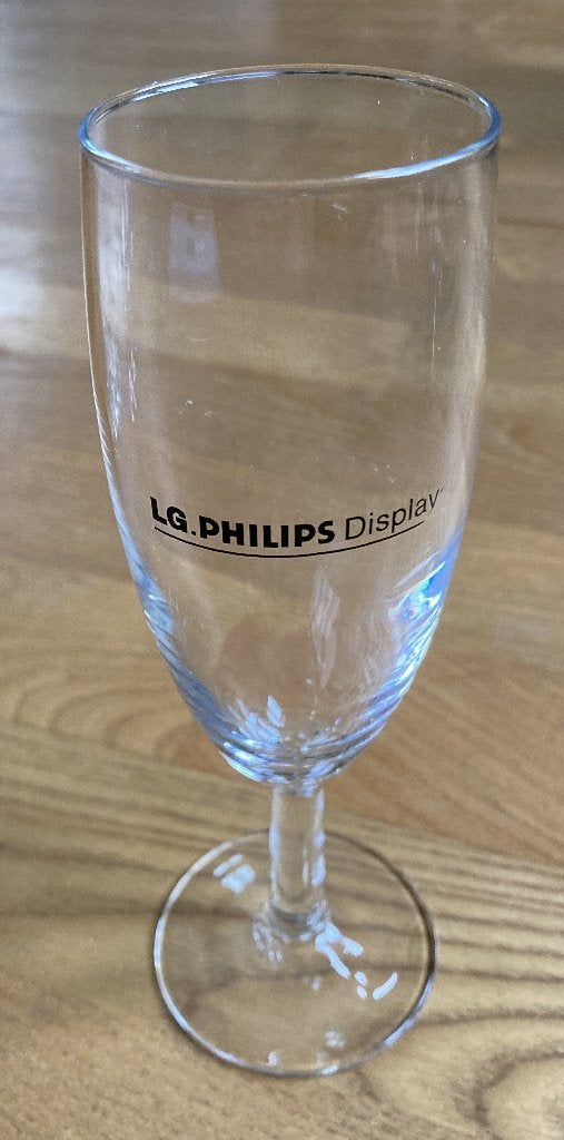 Champagneglas op voet LG.Philips Display collectors item, Verzamelen, Glas en Borrelglaasjes, Ophalen of Verzenden, Nieuw, Borrel- of Shotglas