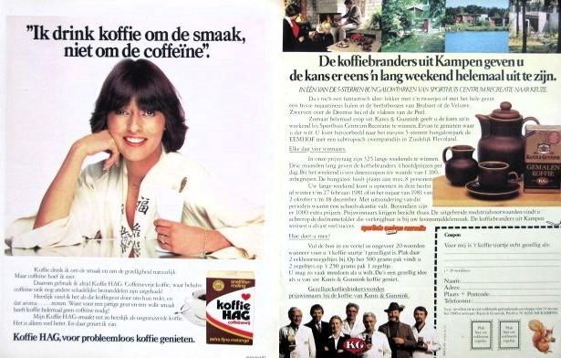 26 vintage advertenties koffie 74-00 Nescafe K&G DE HAG, Ophalen of Verzenden, Gebruikt, Reclamebord
