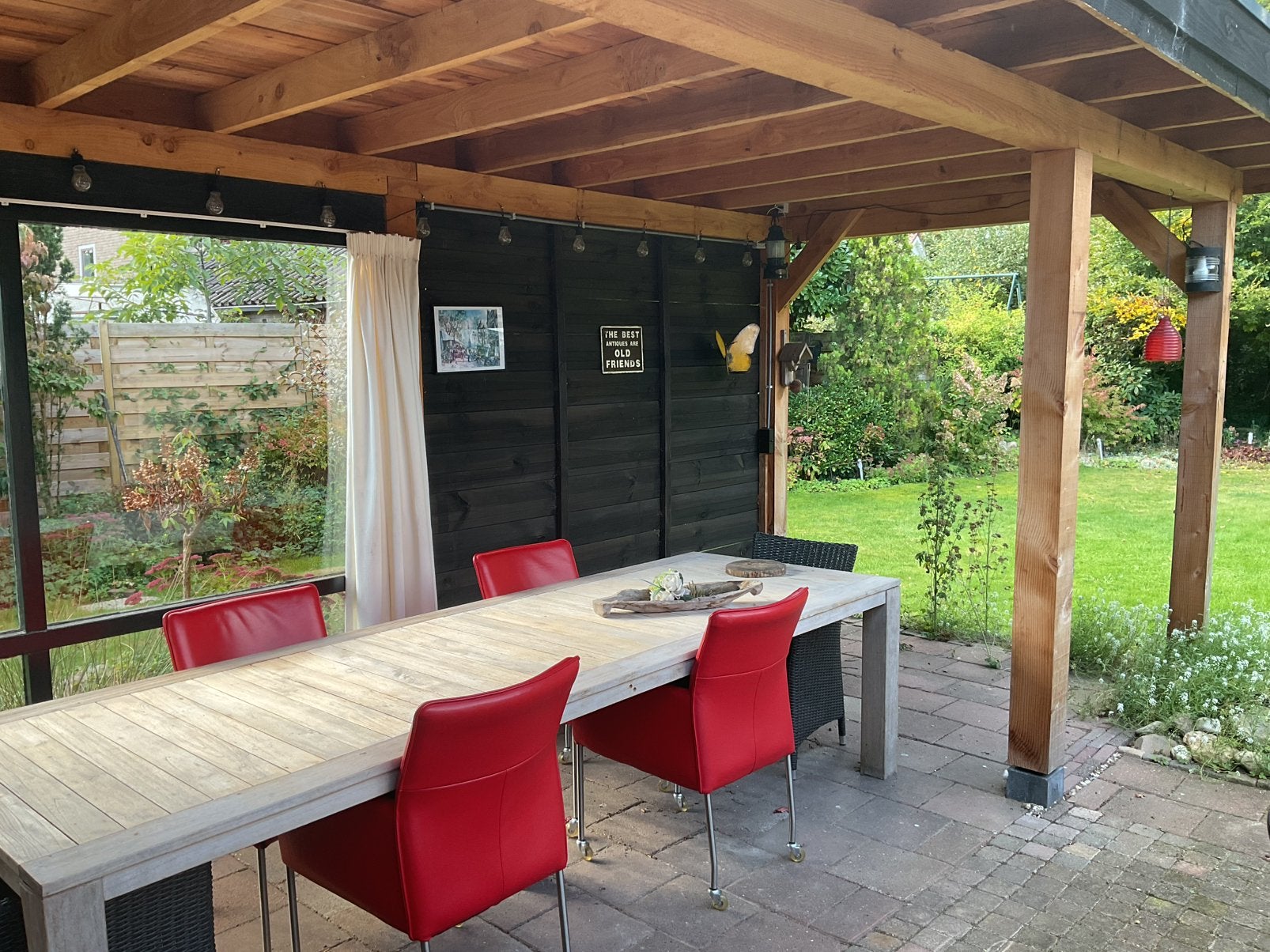 Robuuste houten overkapping voor tuin of terras, Ophalen, Zo goed als nieuw, Veranda