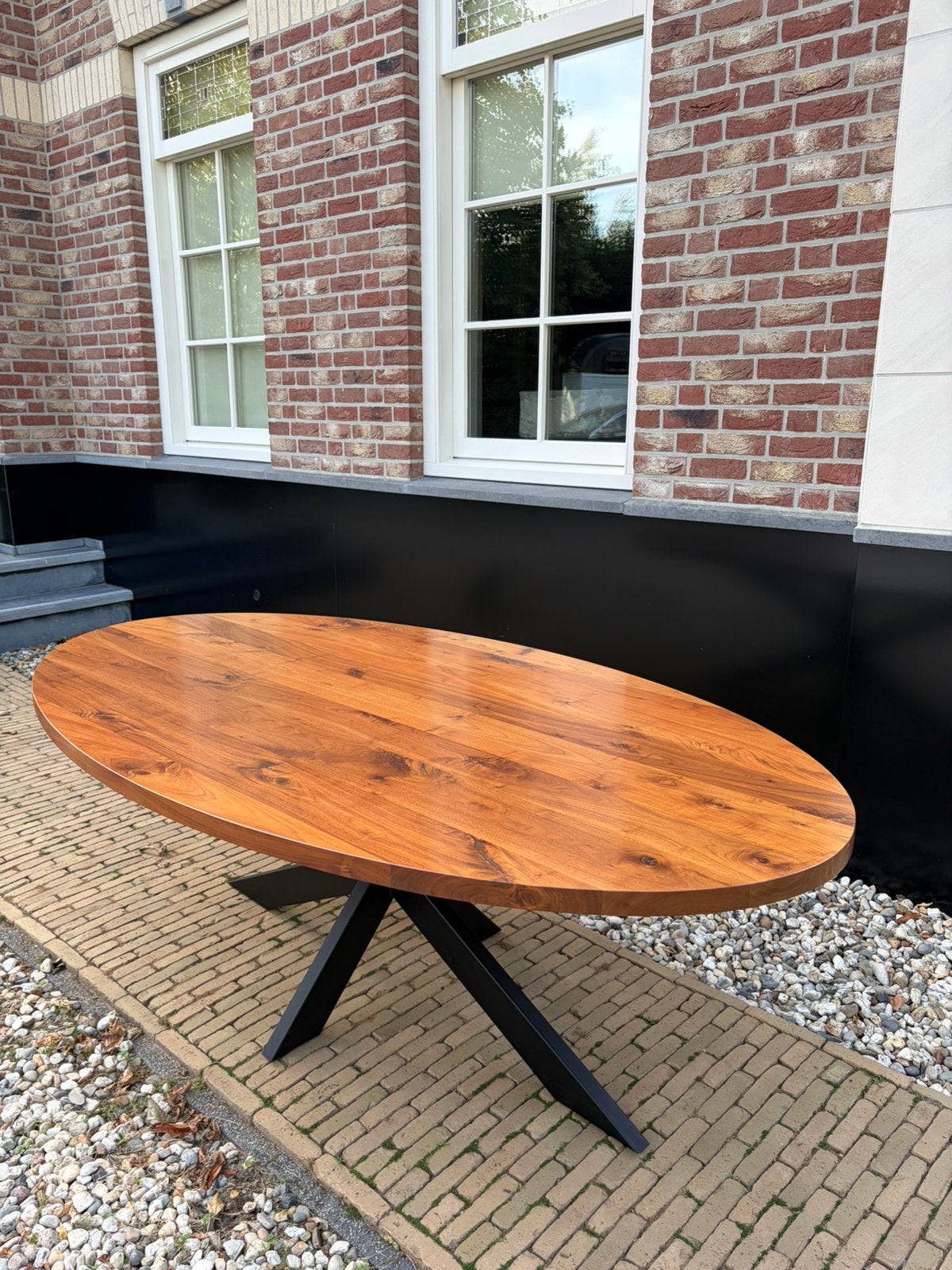 Eettafel ovaal spinpoot massief kersenhout Table du Sud, Huis en Inrichting, Tafels | Eettafels, Ophalen, 100 tot 150 cm, 200 cm of meer