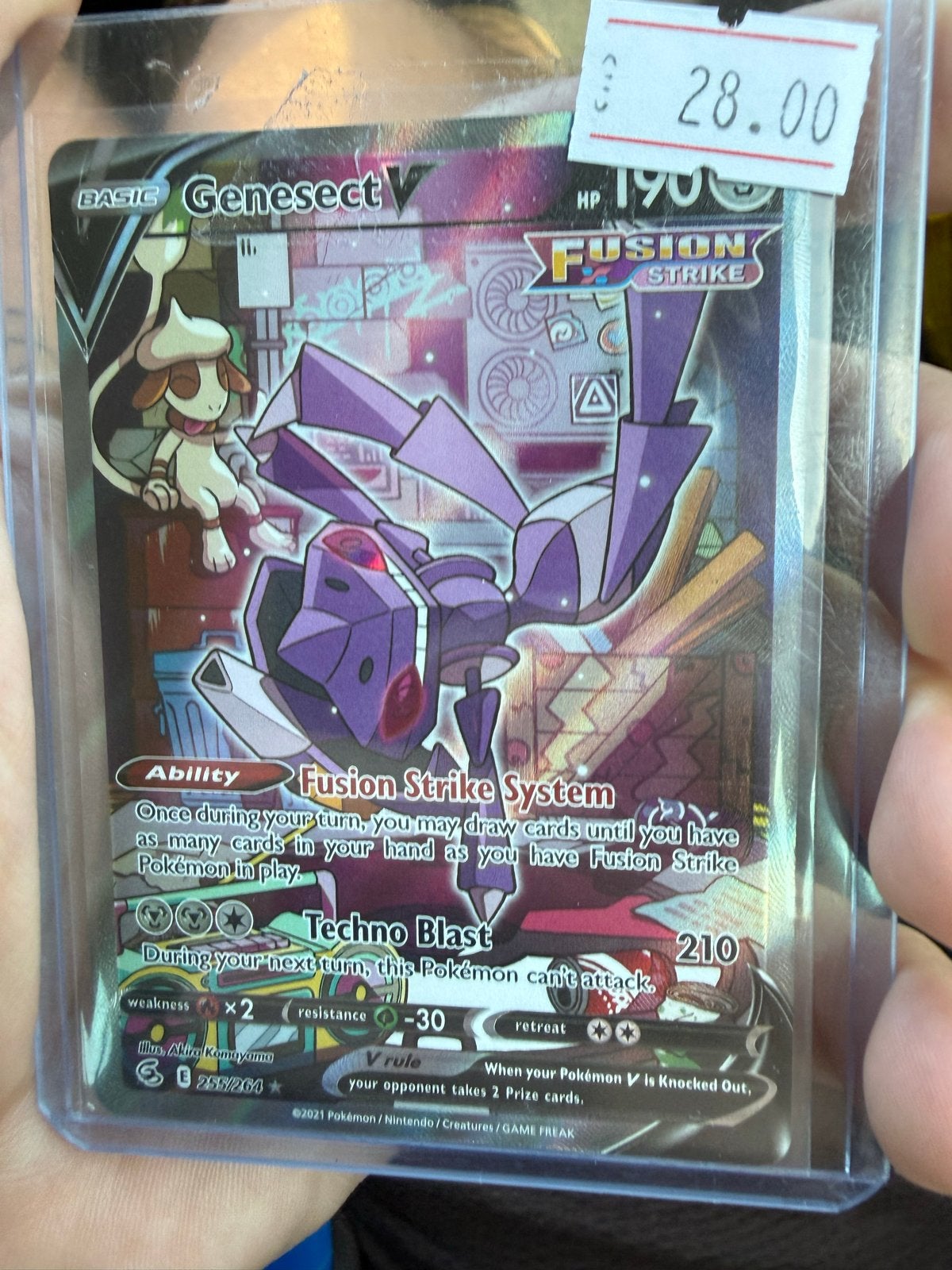 Pokémon TCG Genesect V Fusion Strike Full Art Kaart, Ophalen of Verzenden, Zo goed als nieuw, Losse kaart, Foil