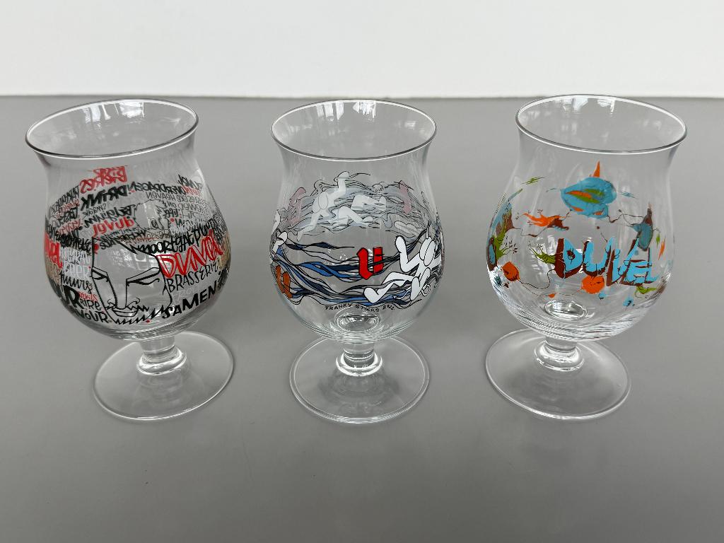 Set van 3 Limited Edition Duvel Collection Glazen, Ophalen of Verzenden, Zo goed als nieuw, Glas of Glazen, Duvel