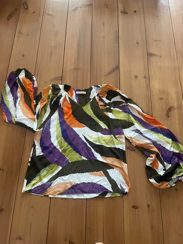 Leuke gekleurde viscose blouse Studio Anneloes, M, Ophalen of Verzenden, Zo goed als nieuw, Maat 38/40 (M), Overige kleuren