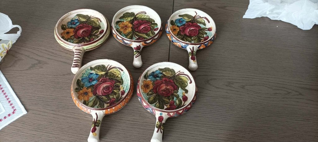 5 Castelli schaaltjes met bloemmotief, Antiek en Kunst, Ophalen of Verzenden