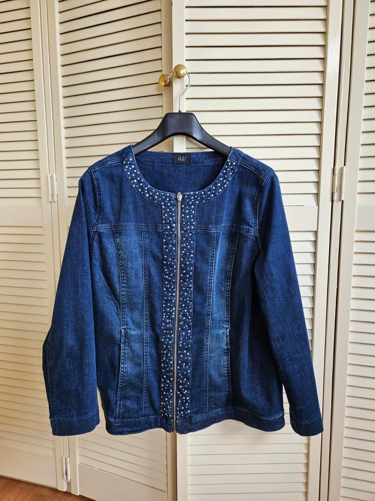 Spijkerjasje met studs, Ophalen of Verzenden, Zo goed als nieuw, Maat 46/48 (XL) of groter, Blauw
