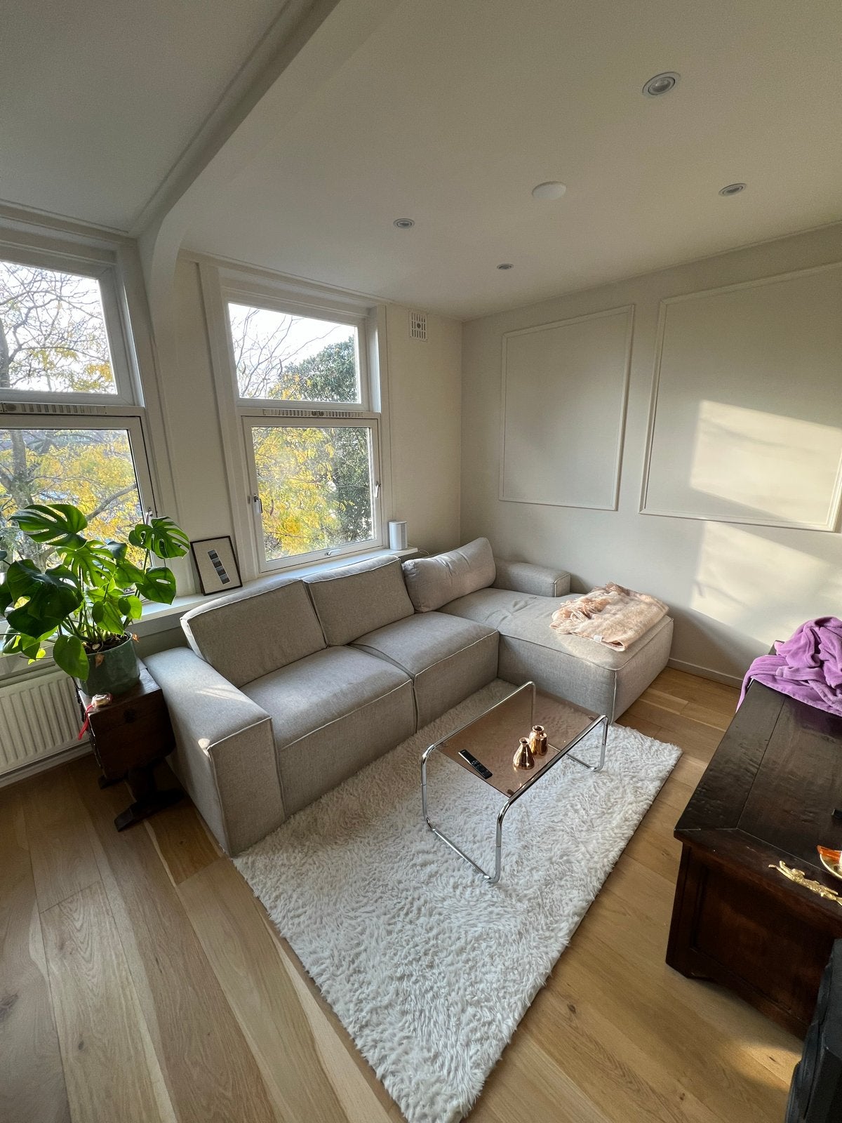 Comfortabele Hoekbank met Longchair - 270cm breed, Huis en Inrichting, Ophalen, Gebruikt, Stof