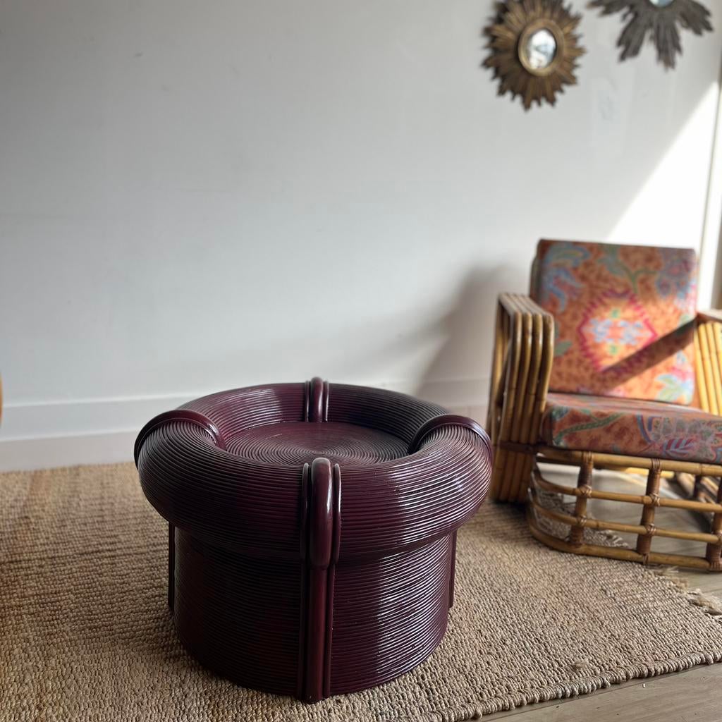 Rotan bamboe salontafel Gabrielle Crespi Vivai Vintage, Ophalen, Vintage, Rond, Zo goed als nieuw