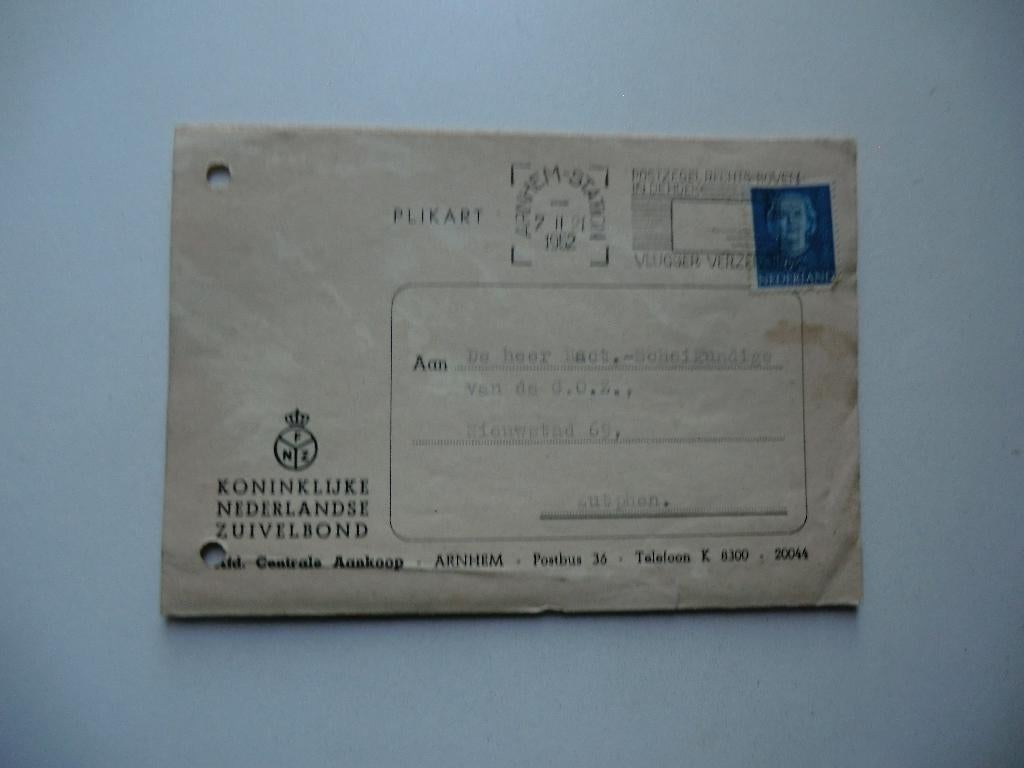 Budel,Arnhem,Zutphen,Coop Zuivelfabriek,1952, Ophalen of Verzenden, 1940 tot 1960, Gelopen, Noord-Brabant