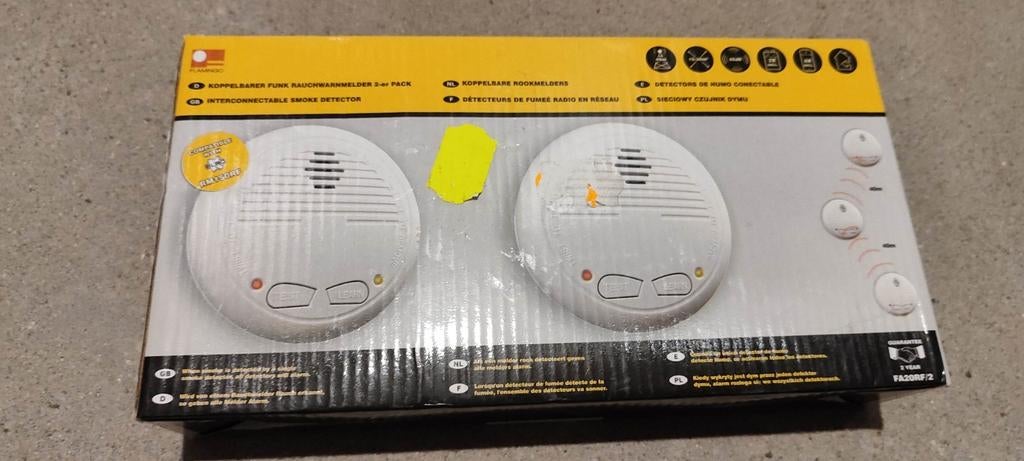 Flamingo koppelbare rookmelders 2-pack. 3 dozen beschikbaar., Ophalen, Detector, Sensor of Melder, Nieuw, Rook