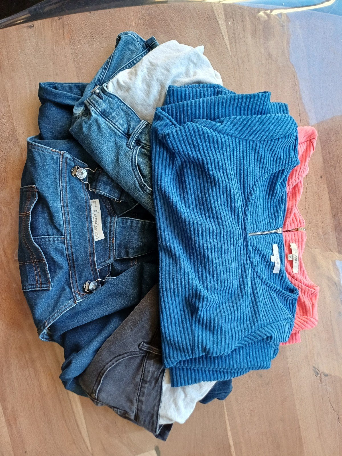pakketje zwangerschapskleding, Ophalen, Diverse merken, Blauw, Maat 42/44 (L)