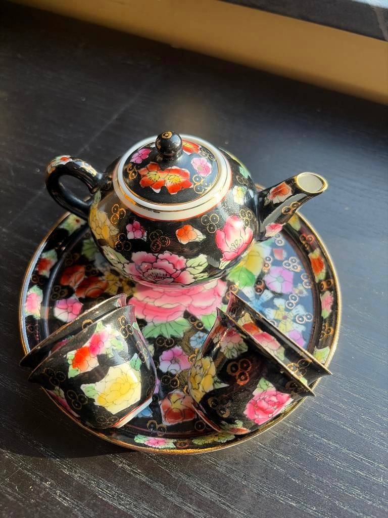 Vintage Chinees Miniatuur Servies Setje Handgeschilderd, Antiek en Kunst, Antiek | Servies compleet, Ophalen of Verzenden
