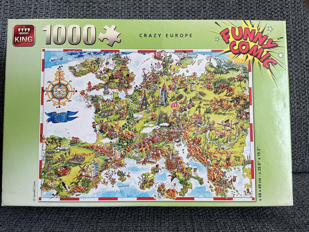 Puzzel 1000 stukjes “crazy europe”, Ophalen of Verzenden, 500 t/m 1500 stukjes, Zo goed als nieuw