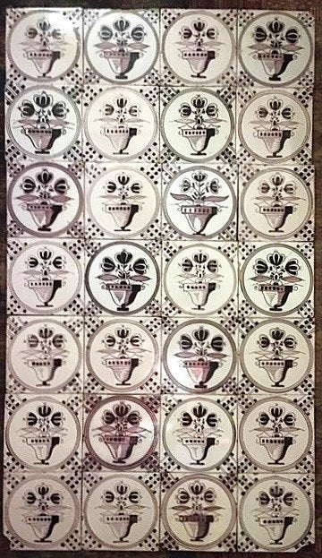 Tegels Antiek Bloempot Paars 28 Stuks., Antiek en Kunst, Antiek | Wandborden en Tegels, Ophalen of Verzenden