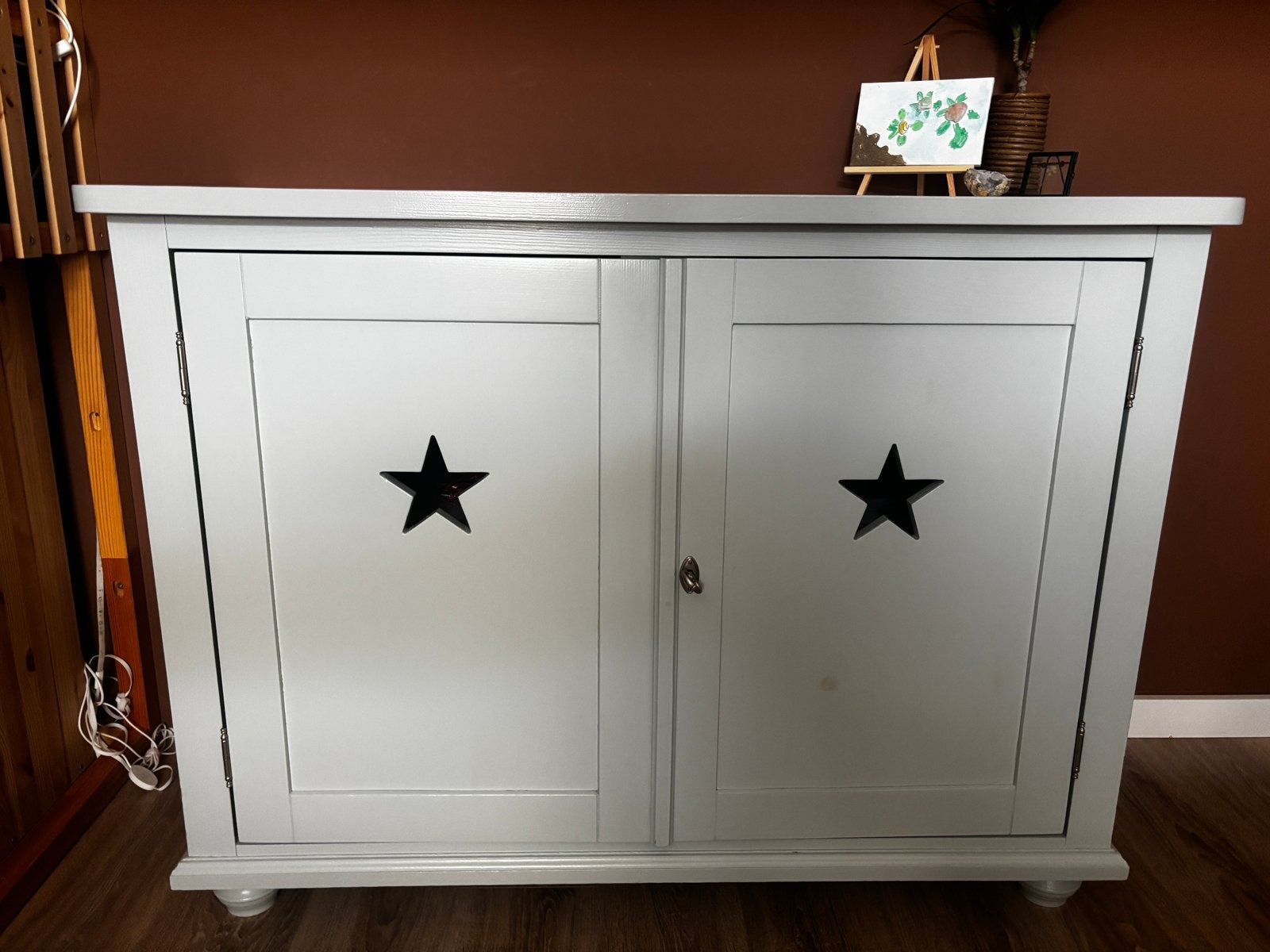 Kast en commode - hout, mintgroen, ster, brocant/landelijk, Ophalen, Gebruikt, Kast, 105 cm of meer