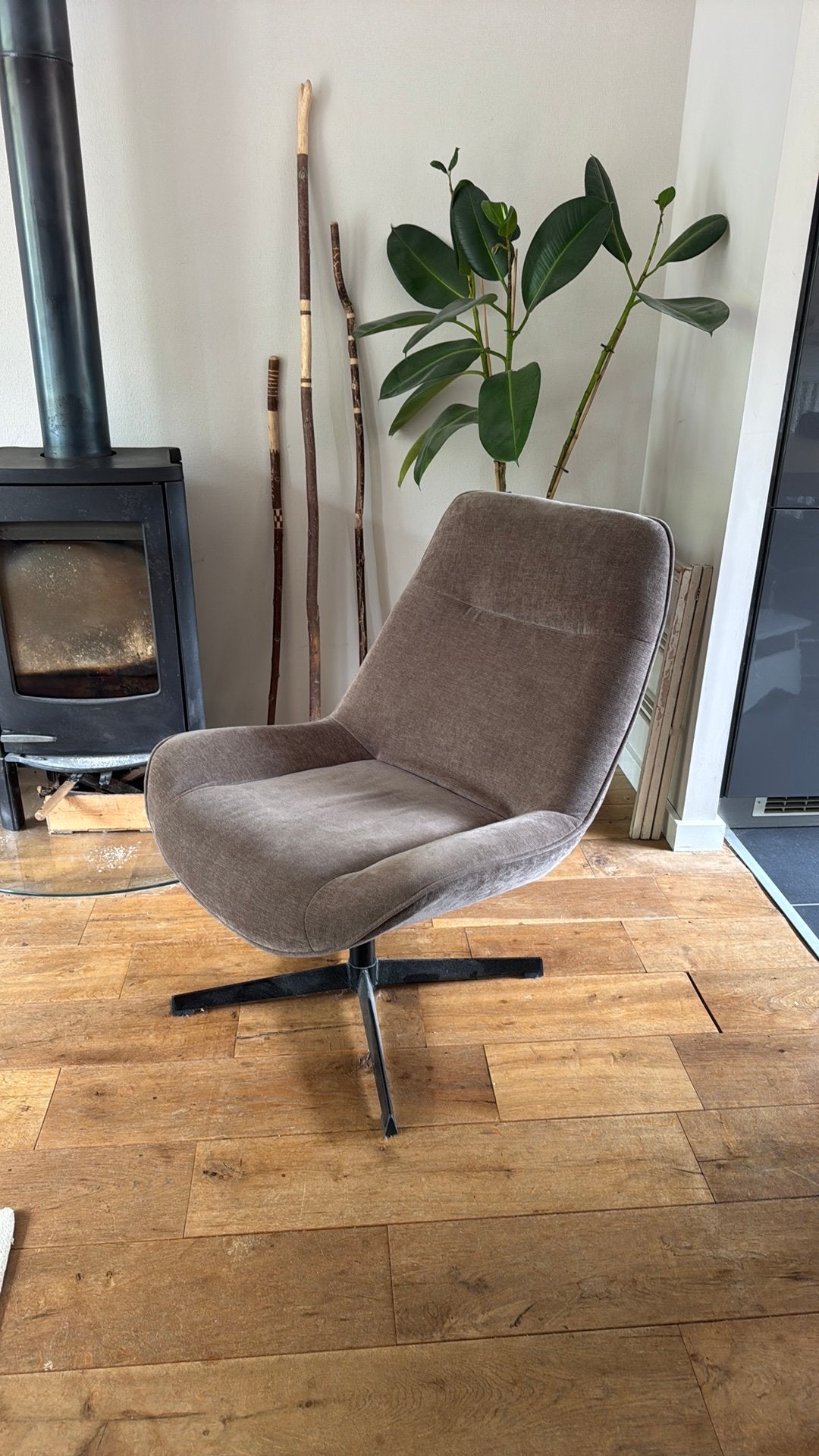 WOOOD fauteuil Stach geweven chenille, Huis en Inrichting, Fauteuils, Ophalen, Zo goed als nieuw, 75 tot 100 cm, 50 tot 75 cm