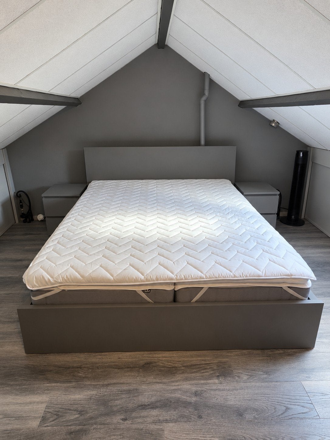 Malm bed grijs zeer compleet 160 x 200, Ophalen, Tweepersoons, Zo goed als nieuw, Grijs