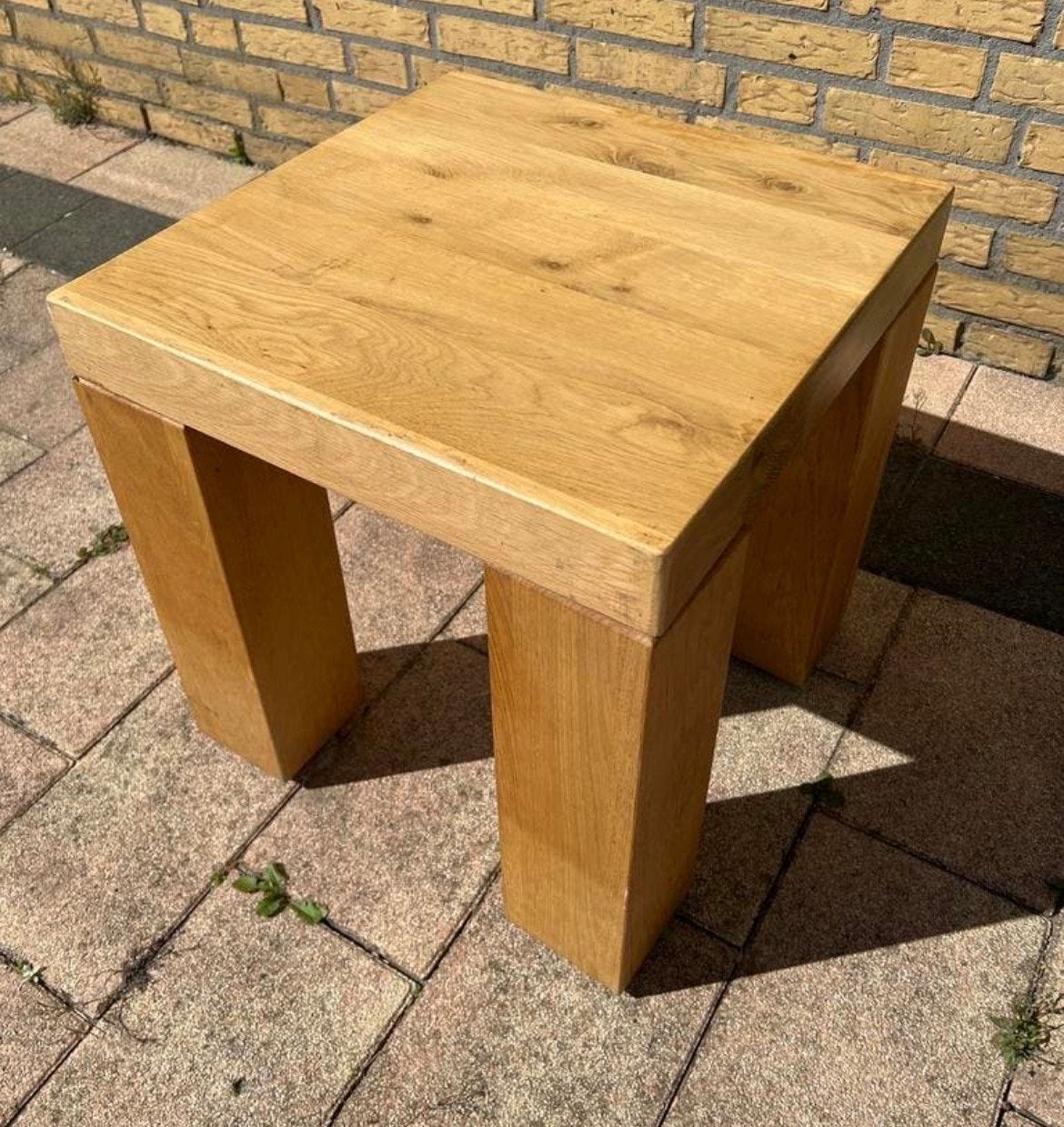 Set van 3 Massief Eiken Bijzettafels (60x60 en 45x45), Gebruikt, Vierkant, 55 tot 75 cm, Hout