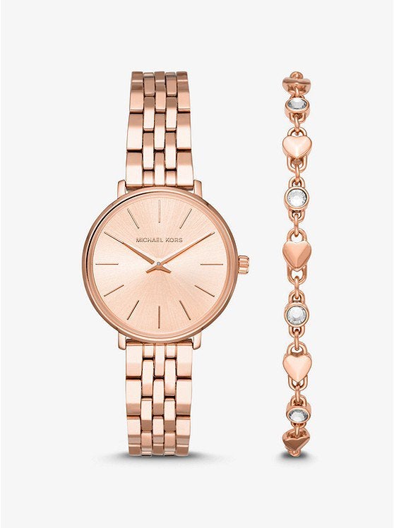 Michael Kors pyper horloge & armband t.w.v. €329, Ophalen of Verzenden, Nieuw, Polshorloge