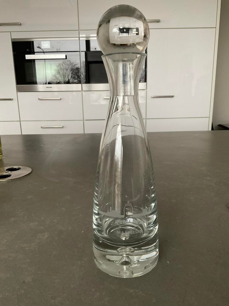 Elegante kristallen karaf Bonny Krosno met Maassluis gravure, Ophalen of Verzenden