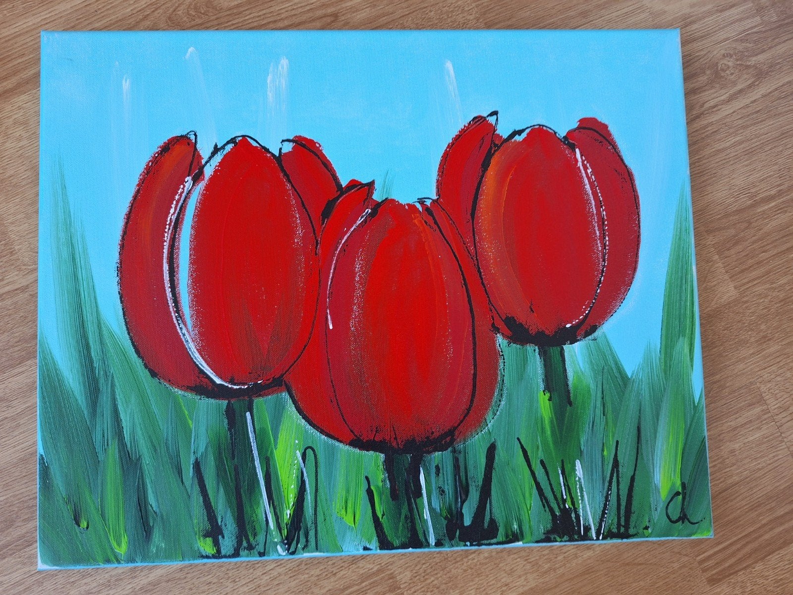 Schilderij 'Design Impression' van C.M. Leushuis, Verzenden, Olieverf, Textiel, Op houten frame