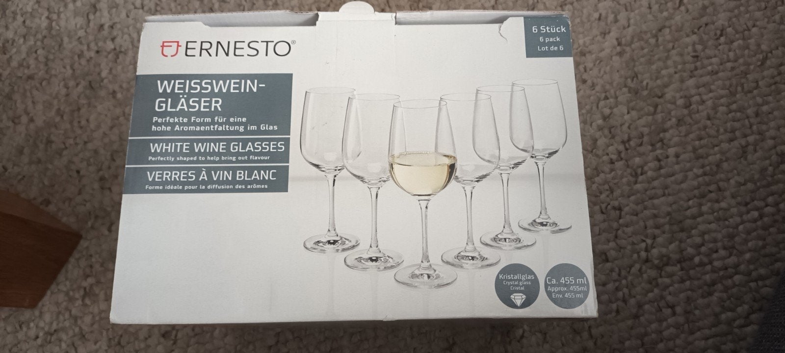 16 Witte Wijnglazen - Ernesto - 455ml, Ophalen, Nieuw, Glas