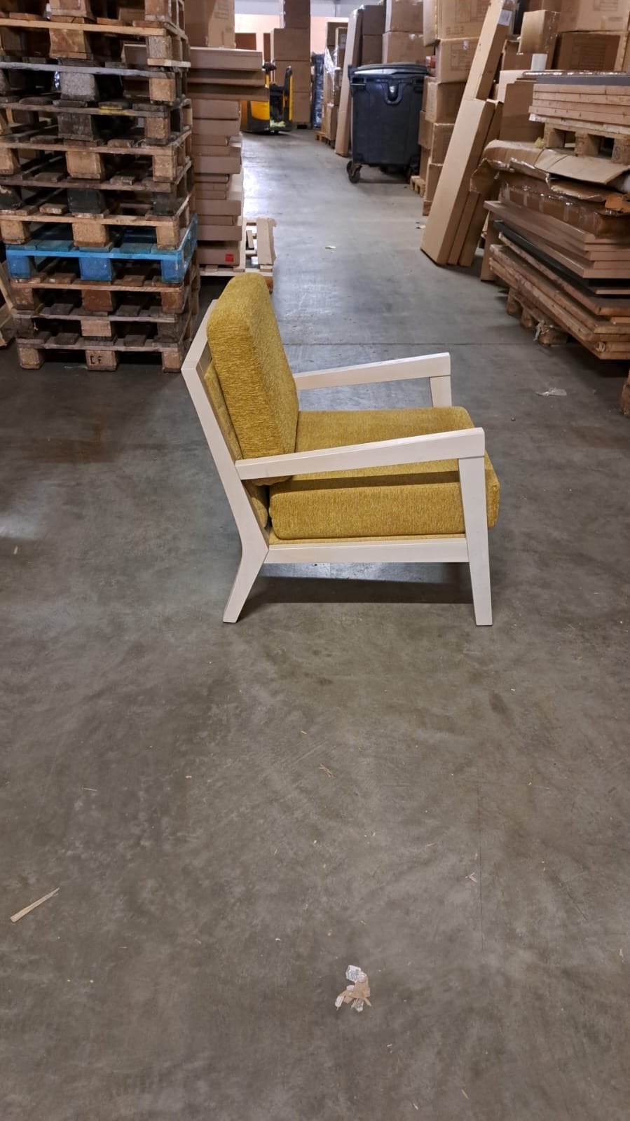 Nieuwe Moderne fauteuils met gele stoffen bekleding, Ophalen, Nieuw, 75 tot 100 cm, 50 tot 75 cm