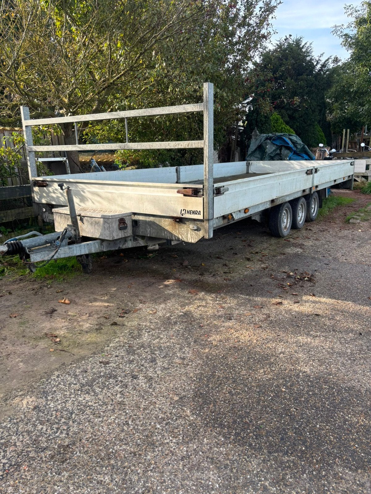 Zware Henra 3,5ton plateauwagen 3-asser 611 x 250, Ophalen, Henra trailers, NVT, NVT