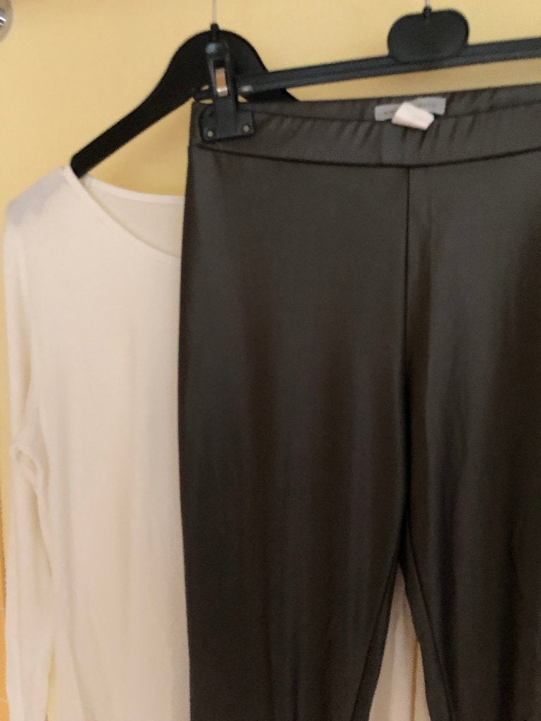 bruine legging extra lang Sarah Pacini faux leather mt 1 36, Legging, Maat 36/38 (S), Bruin, Verzenden