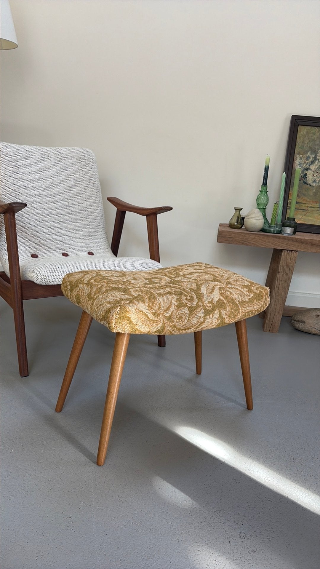 Mooi voetenbankje, originele staat, Ophalen, Mid century, Minder dan 50 cm, Zo goed als nieuw