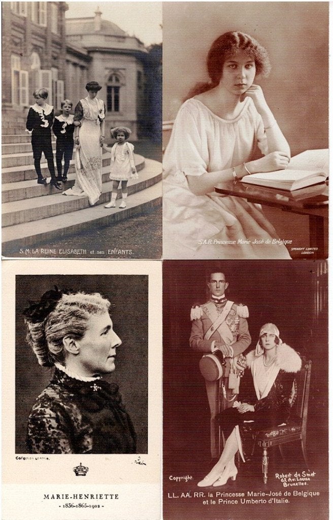 4 Oude Belgische Koninklijke Familie Postkaarten, Verzamelen, Verzenden, Zo goed als nieuw, Buitenland, Kaart, Foto of Prent