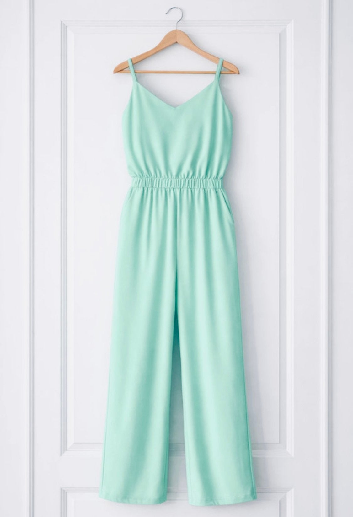 Mint blauwe Flared Jumpsuit Maat 38 groen, Kleding | Dames, Jumpsuits, Ophalen of Verzenden, Zo goed als nieuw, Maat 38/40 (M)